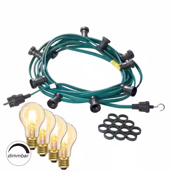 Illu-/Partylichterkette 20m - Außenlichterkette grün - Made in Germ...