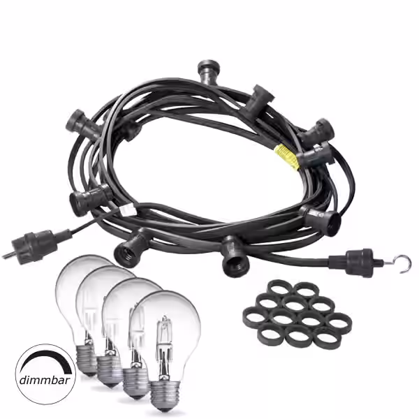 Illu-/Partylichterkette 5m - Außenlichterkette schwarz - Made in Ge...
