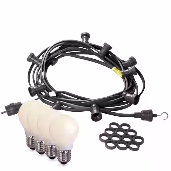 Illu/Partylichterkette 50m - Außenlichterkette schwarz - Made in Ge...