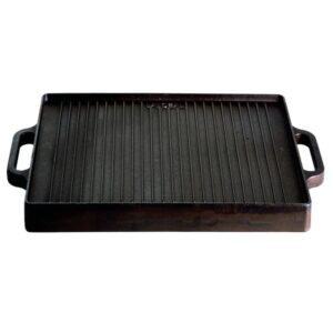 Plancha Grillplatte - mit 2 Griffen - Gusseisen - Wendeplatte gerif...