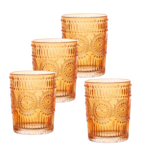Trinkgläser Vintage mit Blumenmuster - Glas - 280ml - H: 10cm - Boh...