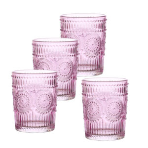 Trinkgläser Vintage mit Blumenmuster - Glas - 280ml - H: 10cm - Boh...