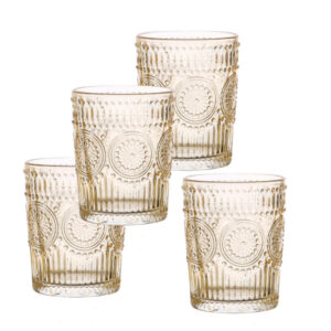 Trinkgläser Vintage mit Blumenmuster - Glas - 280ml - H: 10cm - Boh...