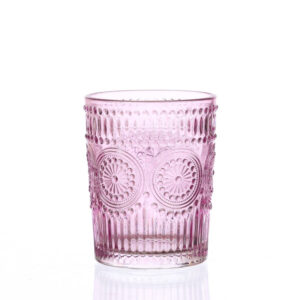 Trinkglas Vintage mit Blumenmuster - Glas - 280ml - H: 10cm - Bohos...