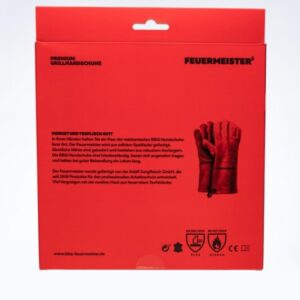 FEUERMEISTER© Premium BBQ Grillhandschuhe Leder rot Gr.12