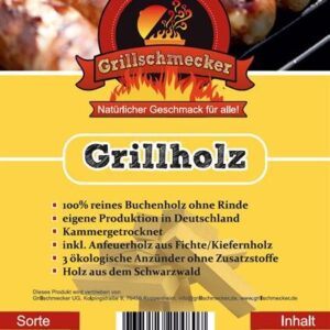 GRILLSCHMECKER Grillholz Buche ohne Rinde incl. Anzünder und Anfeuerholz 14