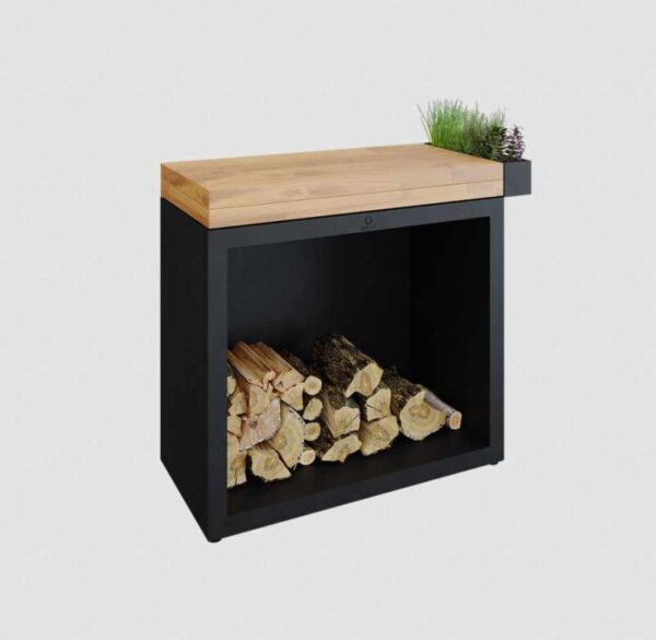 OFYR Butcher Block Storage 90 Black Teak Wood