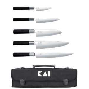 KAI Wasabi Black Messer-Set Europa - 5 Messer mit Messertasche