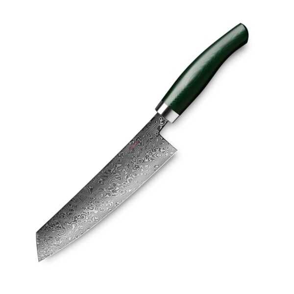 Nesmuk Exklusiv C90 Damast Kochmesser 18 cm - Griff Micarta grün