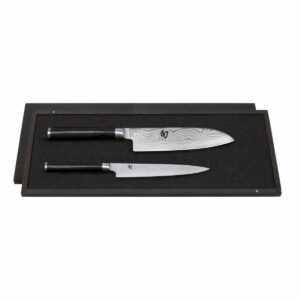 KAI Shun Classic 2-teiliges Messer-Set mit Allzweckmesser & Santokumesser - Damaststahl Griff Pakkaholz