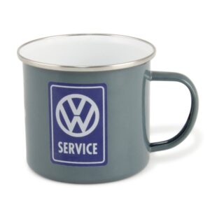 VW Collection Emaille Tasse "VW SERVICE GREY" - 500ml - mit Edelsta...
