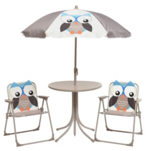 Kindersitzgruppe Eule JUDY - 2 Stühle und Tisch mit Sonnenschirm - ...